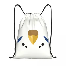 Shopping Bags Custom White Budgie Parakeet Drawstring Backpack Men Women Lightweight Parrot Bird Gym Sports Sackpack Sacks For Training