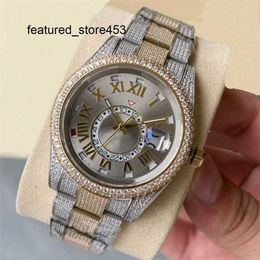 Movement watch rolaxes clean fatory Full Diamond Watch Automatic Mechanical 41mm With Diamond-studded Steel Bracelet Wristwatch Bling Dial Bezel Band