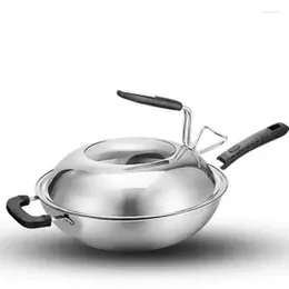 Pans Stainless Steel Wok Non-oily Smoke Non-stick Pan Non-coated Household Kitchen Pancake Non Stick Griddle