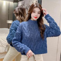 Women's Sweaters Women's 2023 Fall/Winter Korean Style Wild Short Twist Sweater Outer Wear Loose Pullover Top Women H413