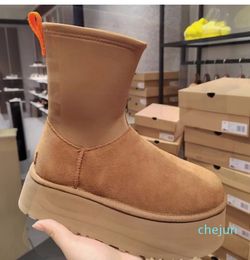 Women Winter Platform Boot Fur Bottes Ankle Wool Shoes Sheepskin Real Leather Classic Brand Casual