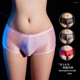 Underpants Men'S Sexy Underwear Boxer Shorts Fashionable Comfortable Glossy High Elasticity Four Corner Gay Slips Lingerie