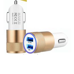 Hot Aluminum Alloy 2 USB Ports Universal Intelligent Charging Strong Compatible DC Dual USB Car Charger for All Mobile Phone ZZ