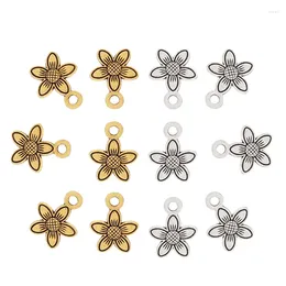 Charms 60 X Tibetan Silver/Gold Colour 2 Sided Flower Pendants Beads For DIY Necklace Bracelet Earring Jewellery Making Accessories