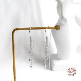 Dangle Earrings LKO Real 925 Sterling Silver Bead Chain Long Tassel Simple Style Jewellery For Women Wedding Party Accessories