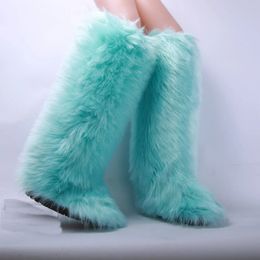 Boots Winter Over The Knee Snow Boots Fur Boots Women Luxurry Fluffy Furry Fur Long Ski Boots Female Sexy Warm Plush Cotton Boots 231023