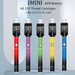 Original Imini 380 650mah variable voltage preheating battery bottom e cigarette preheat battery 510 thread for thick oil vape cartridges