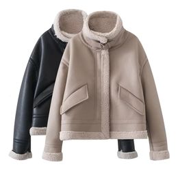 Womens Wool Blends UNIZERA AutumnWinter Wear Fashion and Casual Versatile Polo Collar Fur Jacket Coat 231021