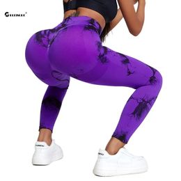 Yoga Outfit CHRLEISURE Seamless Tie Dye Pants Women High Waist Butt Lifting Sports Legging Elastic Workout Tight Gym Sportswear 231023