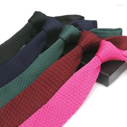 Bow Ties Men's Tie Multi-color Knitted Necktie Solid Color Narrow Slim Skinny Woven Plain Cravate Neckties PH21