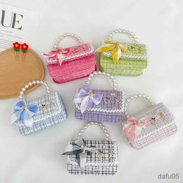 Handbags Fashion Princess Children's Handbags Weave Baby Girls Shoulder Crossbody Bags Imitation Bow Kids Coin Purse Wallet