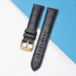 Watch Bands BISONSTRAP Leather Watchband 14mm 18mm 19mm 20mm 21mm 22mm Alligator Embossed Strap Gold Buckle Men Women Bracelet