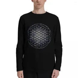 Men's Polos Flower Of Life - Sacred Geometry Star Cluster Long Sleeve T-Shirts Vintage T Shirt Black Sweat Shirts