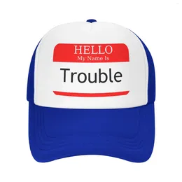 Ball Caps Hello My Name Is Trouble Men Hip Hop Baseball Cap Adjustable Breathable Mesh