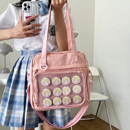 Evening Bags Japanese High School Teenage Girls Shoulder Bag Largecapacity Transparent Itabag Women Nylon JK Crossbody 231023