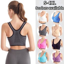 Yoga Outfit Front Zipper Underwear Sports Bra Women Vest Shockproof Breathable Running Fitness Seamless Brassiere Wireless Bralette