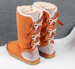 2024 women snow boots Middle tube fashion warm men's cotton shoes Bowknot drill snowshoe size 36-41