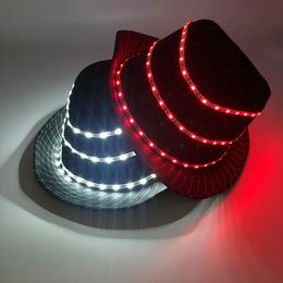 Wide Brim Hats Bucket Hats Performance Party Supplies Fashion hat Holiday Club Props Luminous Neon Led Cap Lighting Up Dance Party 231023