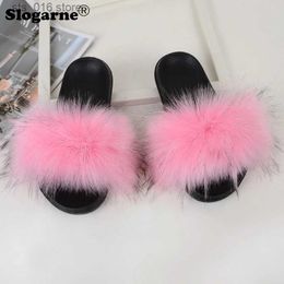Faux Women 2023 Summer Slippers Home Cool Outdoor Slides Furry Sandals Fluffy Girls' Fur Shoes T231023 3627