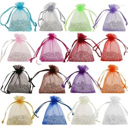 Gift Wrap 50PCS 17cmx23cm Organza Jewelry Drawable Box Wedding Candy Pouch Bags