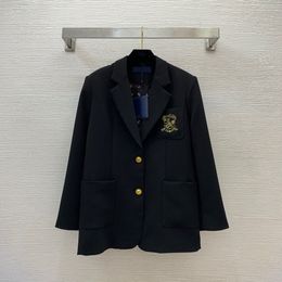 1011 2023 Autumn Milan Runway Coat Jackets Long Sleeve Lapel Neck Black Khaki High Quality Button Fashion Womens Clothes baliG23090583