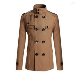 Men's Trench Coats Men's Business Jacket Casual Coat Work Solid Windbreaker Winter Colour Wear Men Wool Outer Overcoat Double-breasted