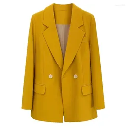 Women's Suits Ginder Colour Women Blazer OL Tailored Collar Double Breasted Suit Coat 2023 Fashion Autumn Woman Clothes