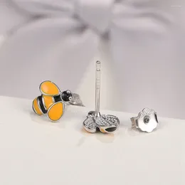 Stud Earrings Mankuu Women's Jewellery Cute Little Bee Fashion Simple Dripping Handmade Craft Sterling Silver Small And Chic