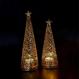 Candle Holders Metal Christmas Tree Candlestick Cup European Wedding Decoration Tea Wax Small Round Holder Gift 231023