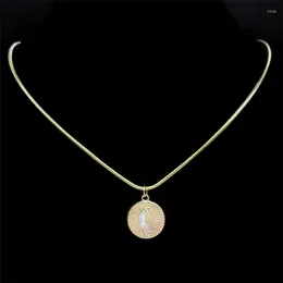 Pendant Necklaces Trendy Y2K Crescent Moon Necklace For Women Men Stainless Steel Gold Color Sweet Girl Clavicle Chain Exquisite Jewelry