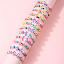 Charm Bracelets 12pcs/set Colorful Butterfly Rope Bracelet Friendship Alloy Animal For Women Girl Kids Jewelry Accessories