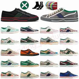 2024 Tennis 1977 Canvas High Top Casual Shoes Luxurys Designer Womens Shoe Brand Italy Green And Red Web Stripe Rubber Sole Stretch Cotton Low Mens Sneakers 36-44
