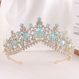 Opal Crystal Bridal Tiaras And Crowns Rhinestone Prom Princess Crown Tiara For Women Wedding Hair Accessories