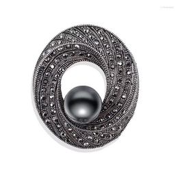 Brooches Vintage Black Brooch Women And Men Party Clothes Broach Pin Selling Crystals Amazing Hijab Wear