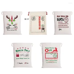 Christmas Decorations Wholesale 10pcs/Lot Drawstring Gift Bag 44 Styles Big Santa Sacks Canvas Bags Stockings & Holders 2023