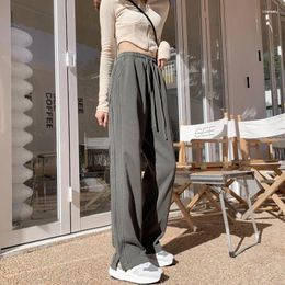 Women's Pants Women's High Waist Side Split Pant Korean Women Drawstring Sweatpant Trouser Summer Casual Y2k Fashion Cotton Workout