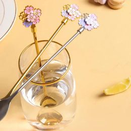 Tea Scoops Creative 304 Stainless Steel Spoon Cherry Blossoms Coffee Dessert Christmas Gifts Tableware Decoration