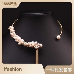 Natural baroque pearl tassel collar ins fresh water pearl neck ring necklace Female Minority design