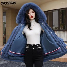 Women's Trench Coats 2023 Fashion Distachable Wool Liner Coat Winter Woman Thicken Warm Fur Parkas Snow Wear Female S-3XL Jacket Clothing