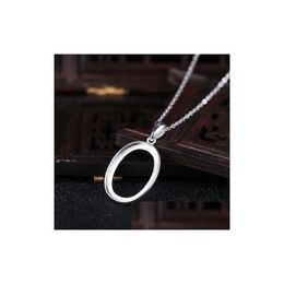 Pendant Necklaces Fine Sier 925 Sterling Pendant Semi Mount For Oval Cabochon Amber Agate Opal Jewelry Setting No Necklace280H Jewelry Dhcxa