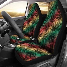 Car Seat Covers Colourful Red Peach Green Leaves Floral Flowers Pair 2 Front Protector Accessori