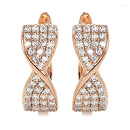 Dangle Earrings Gulkina Fashion 585 Rose Gold Colour Bow CZ Crystal Zirconia Earring For Women Jewellery Brincos