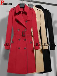 Womens Trench Coats Elegant Office Lady Double Breasted Long Casual Classic Gabardina Abrigos Chic Jacket 5xl Windbreaker Belt Casacos 231023