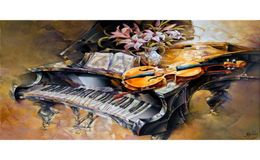 High quality Oil Paintings of Lilies on the Grand Piano canvas art abstract woman Hand painted Personalised Gift9667881