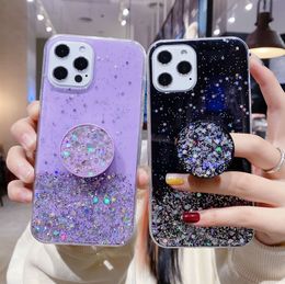 Glitter Bling Stand Holder phone cases for iphone 14 13 12 pro max 11 X XR XS 8 Galaxy S20 Note 20 soft TPU