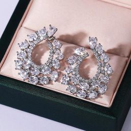 Stud Earrings Design Exaggerated Wreath Cubic Zirconia Silver Color Retro Fashion Ladies Party Accessories For Women Drop Ship