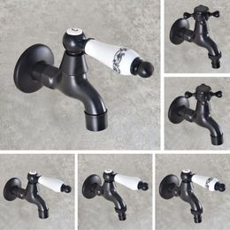 Bathroom Sink Faucets Black Oil Brass Wall Mount Mop Pool Faucet /Garden Water Tap / Laundry Taps Washing Machine Mzh305
