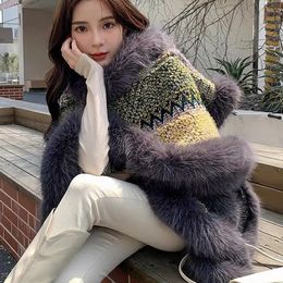 Women's Cape Winter Faux Cashmere Poncho Loose-fitting Streetwear Women Long Sleeve Shawl Capes with Fur Female Knitted Scarf T222 231023
