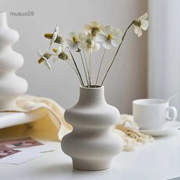 Vases Simple Ceramic Vase Decorative Vase for Flowers Room Decor Flower Vases Modern Home Decoration Interior Vase Desktop OrnamentL24