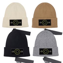 Designer Bonnet mens beanie winter hat New Cappello brand buttons knitted Stones hats men women thick wool cap autumn and winter beanies solid color skull caps